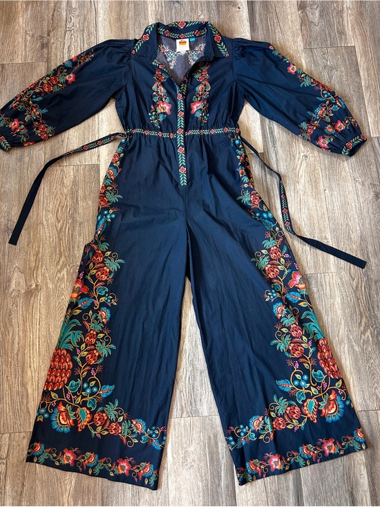 FARM Rio Pants - Farm Rio x Anthropologie Poplin Printed Shirting Jumpsuit - Medium
